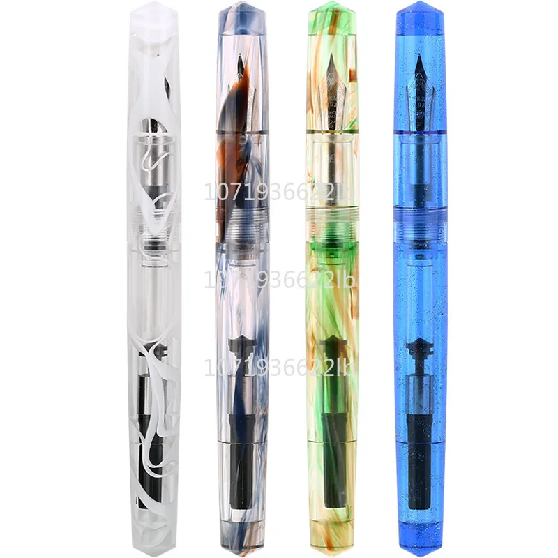 PENBBS 491 Resin Acrylic Fountain Pen With Clip F 0.5mm Hand Crafted Nib Business Office Writing Ink Pens Office Supplies