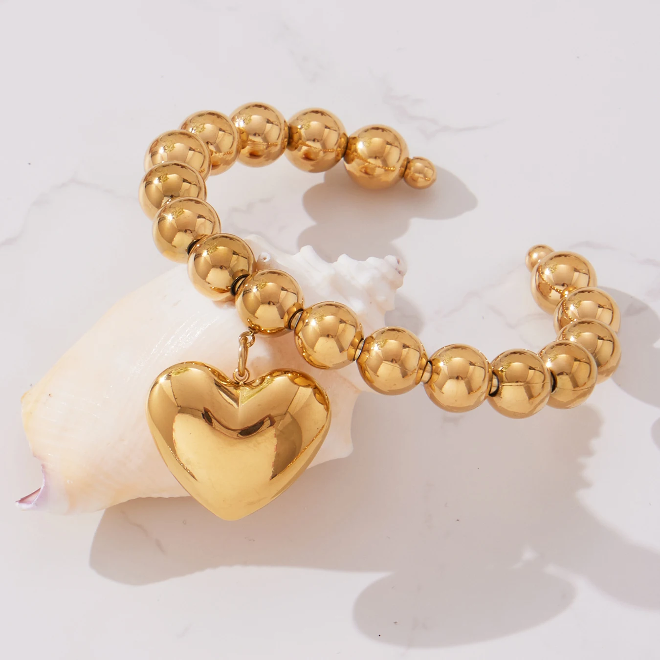 Liora جودة عالية الحلزون القلب قلادة النساء أساور الفولاذ المقاوم للصدأ مصقول الزفاف مأدبة سحر سوار الأفريقي مجوهرات