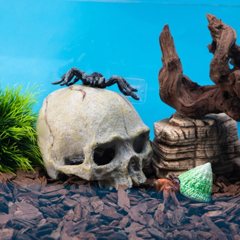 Snake Hideouts Reptiles Aquarium Skull Decors Resin Skull Head Terrariums Accessories for Bearded Dragon and Snake Y5GB