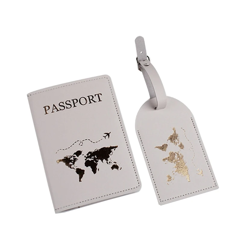 PU Leather Passport Holder Luggage Tag Card Cover for Women Men Lover Couple Wedding Gift Travel Wallet