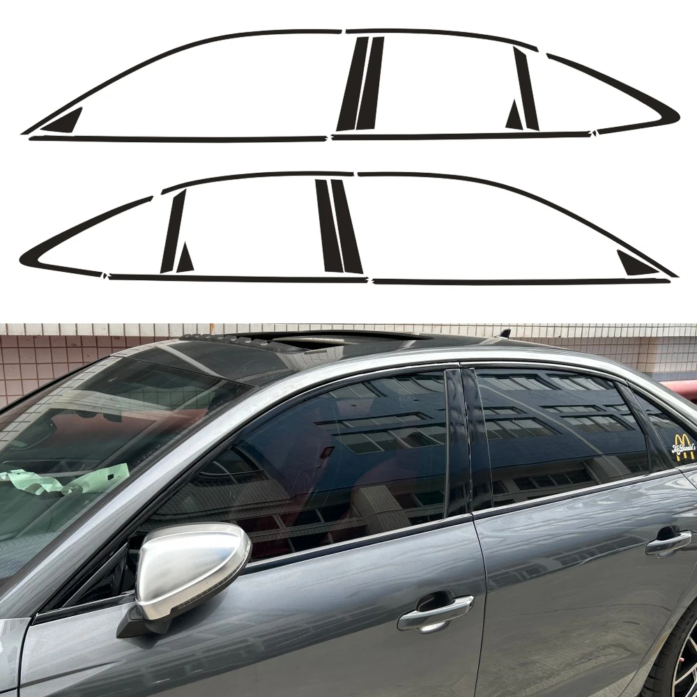 

Хромированная наклейка на окно для Audi A4 S4 2017-2025, глянцевая/кованая черная внешняя наклейка из углеродного волокна