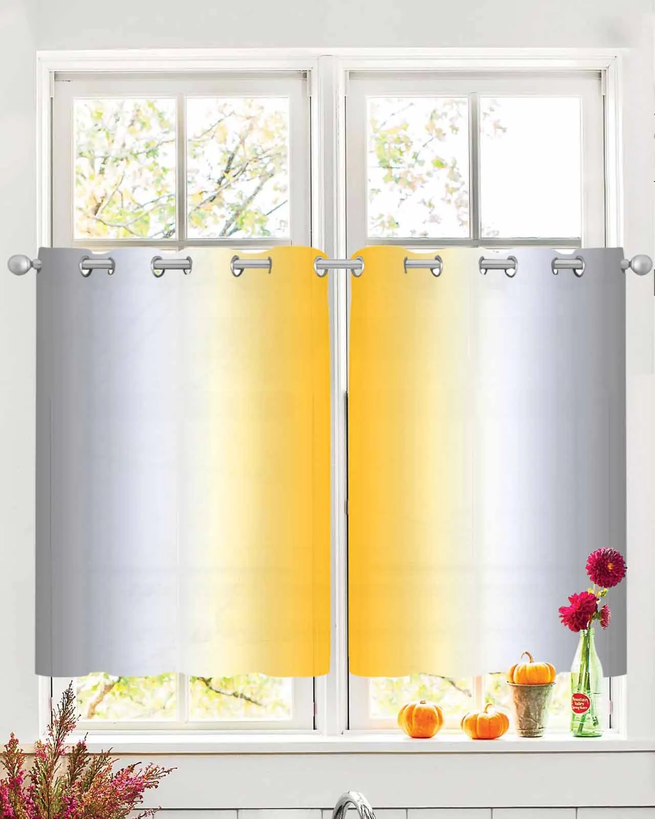 

Abstract Farm Gray Orange Sheer Curtains For Living Room Window Transparent Voile Tulle Curtain Cortinas Drapes Home Decor