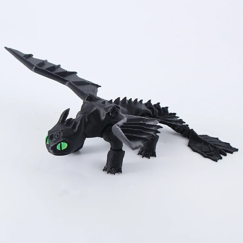 Figurine articulée créative de dragon noir sans dents, modèle PVC mobile, kit de collection, jouet cadeau, vente chaude
