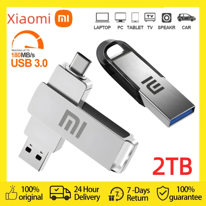 Originele Xiaomi 2Tb Usb 3.2 Flash Drive U Disk Type-C Interface Hoge Snelheid 1Tb Grote Capaciteit Metalen Waterdichte Memoria Usb Stick