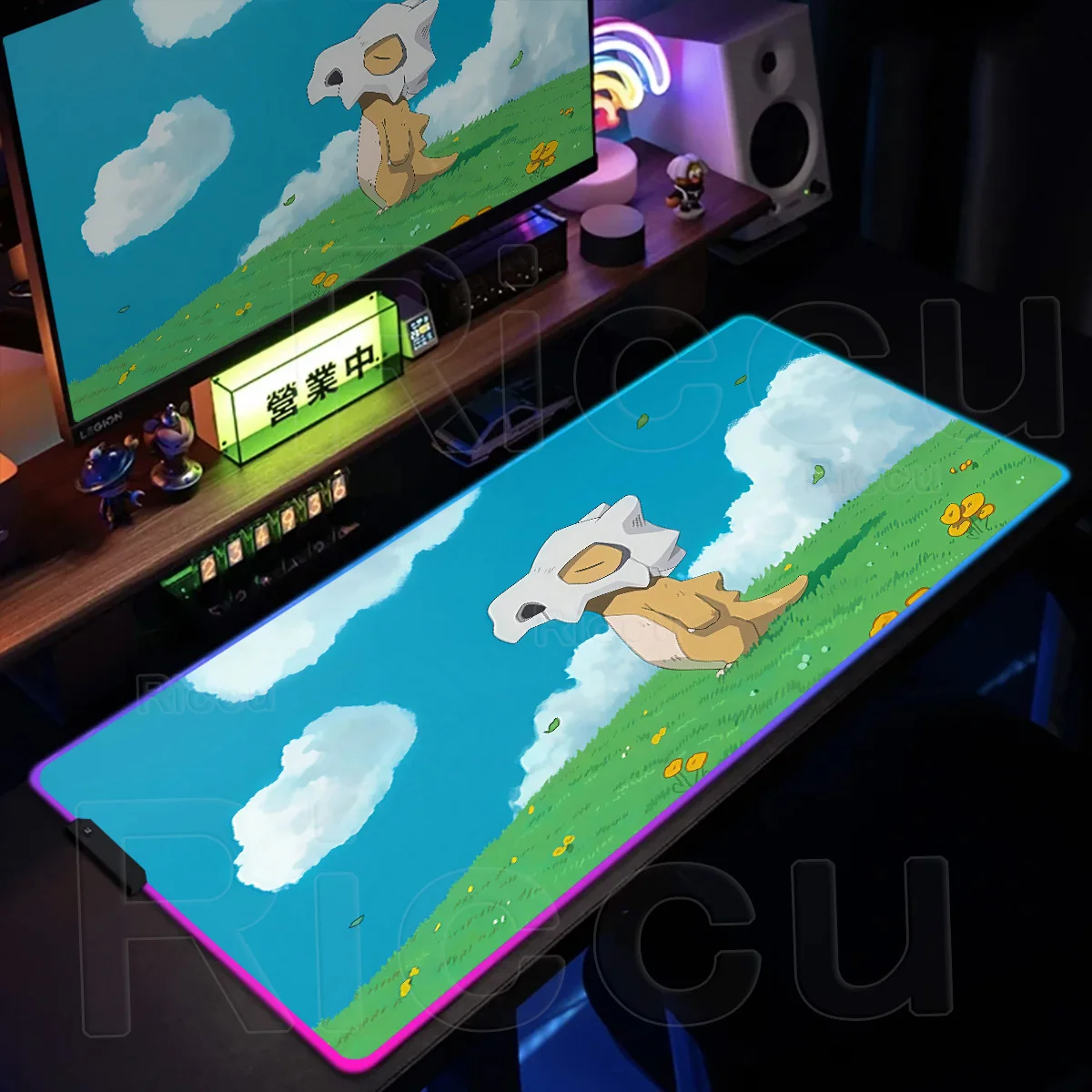 

Большой RGB-коврик для мыши с покемонами Кубон, резиновый, для геймеров, милый, XXL, нескользящий, светящийся LED-коврик для ПК, клавиатуры, в стиле Kawaii Pet
