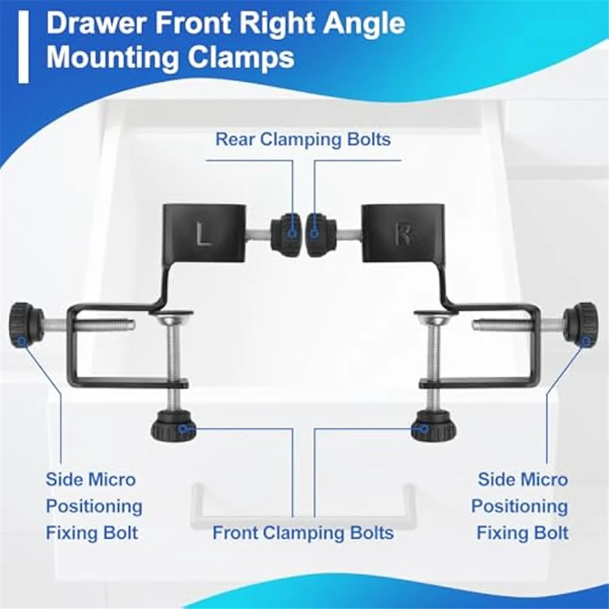 

A002 2Pcs Drawer Front Mounting Clips,Cabinet Drawer Installation Clamps Hardware Jig Cabinet Drawer Jig for Woodworking Tool