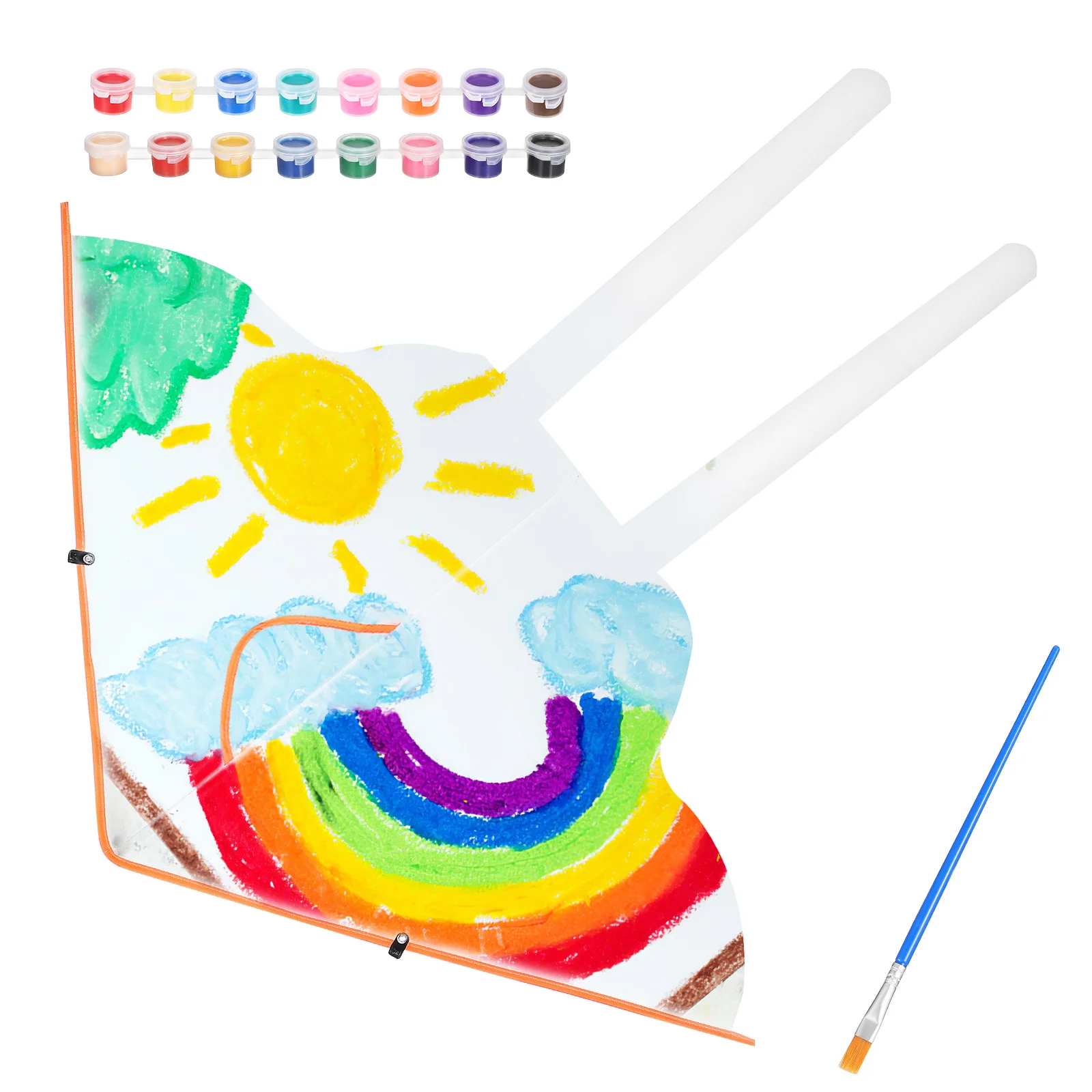 ชุดอุปกรณ์ทำว่าวเปล่า 1 ชุด พร้อมพู่กันอะคริลิคสำหรับระบายสี ว่าวสำหรับเด็ก สร้างสรรค์งานฝีมือ ระบายสีว่าว กิจกรรมกลางแจ้ง ว่าว DIY สำหรับเด็ก