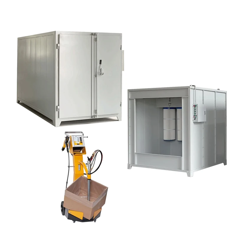 Easy Efficient Manual Batch Powder Coating Equipment Package System With Painting  Spray Booth Curing Oven for Metal Doors