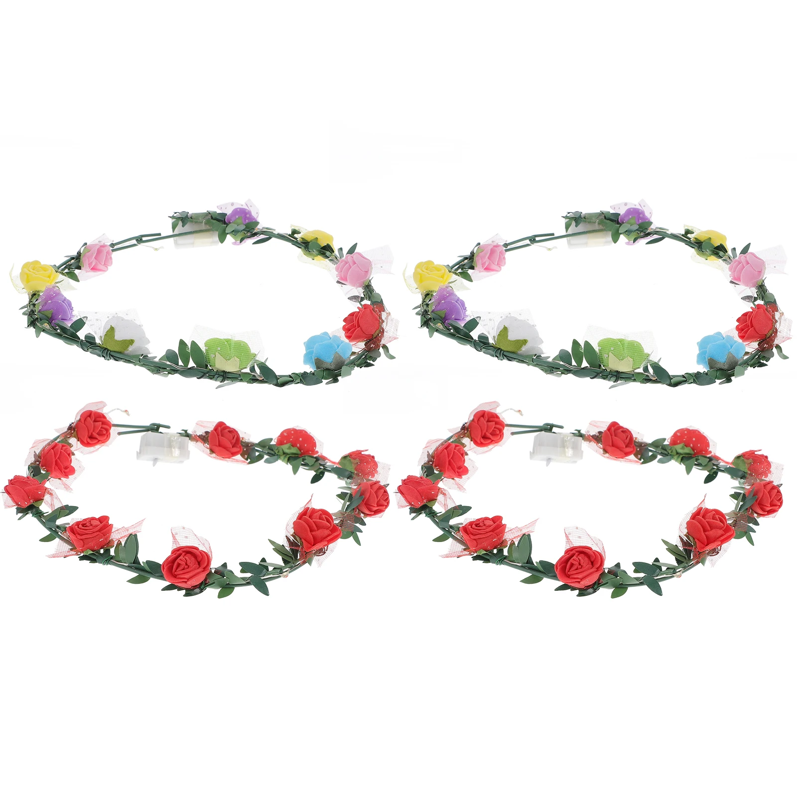 

4pcs Glow Headb PP Headpiece Women Hair Accessories Bridal Flower Wedding Shiny Decor Fashion Cheerful Carnival Party