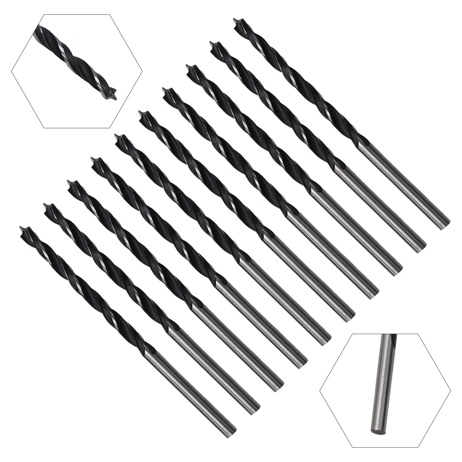 10 Stuks 58mm Lengte Boren 3mm Diameter Precisie Houtbewerking Boor Met Center Point Pack Power tool Vervangende Onderdelen