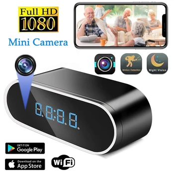 Full HD 1080P นาฬิกาปลุกมินิกล้องไร้สาย WiFi ควบคุม IR Night Vision ดู DVR กล้องวิดีโอ Home Surveillance Monitor วิดีโอ