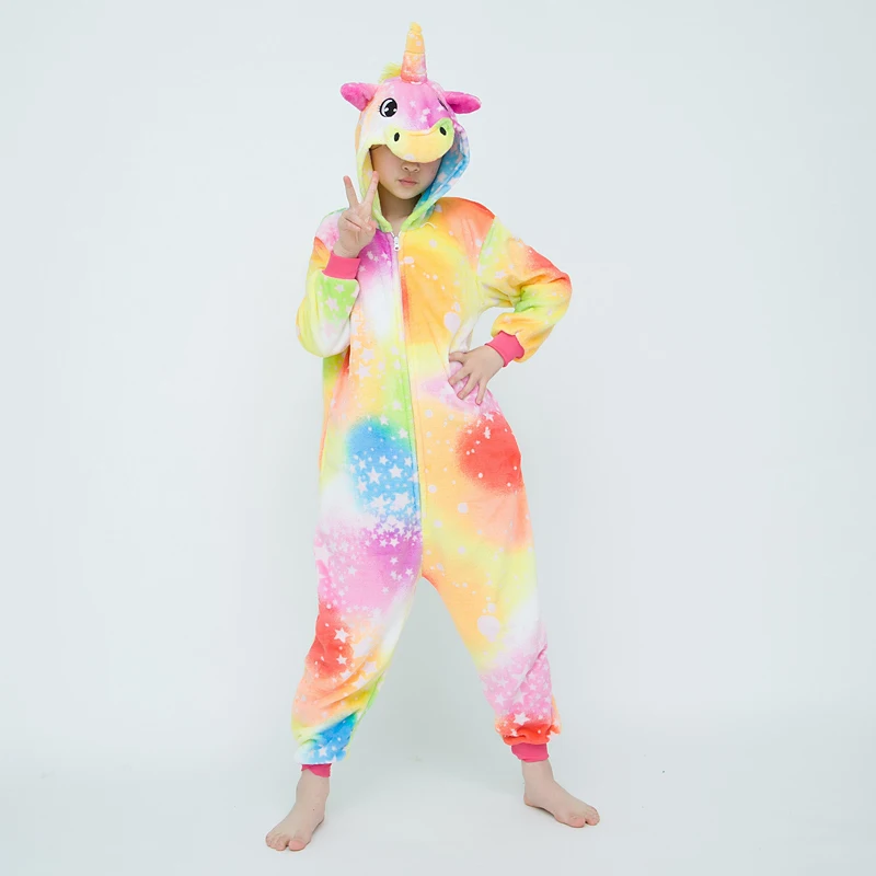 Kigurumi Unicorn Onesies Kids Children Animal Jumpsuit Girls Boys Pajamas Anime Cosplay Costumes For Christmas Halloween Party