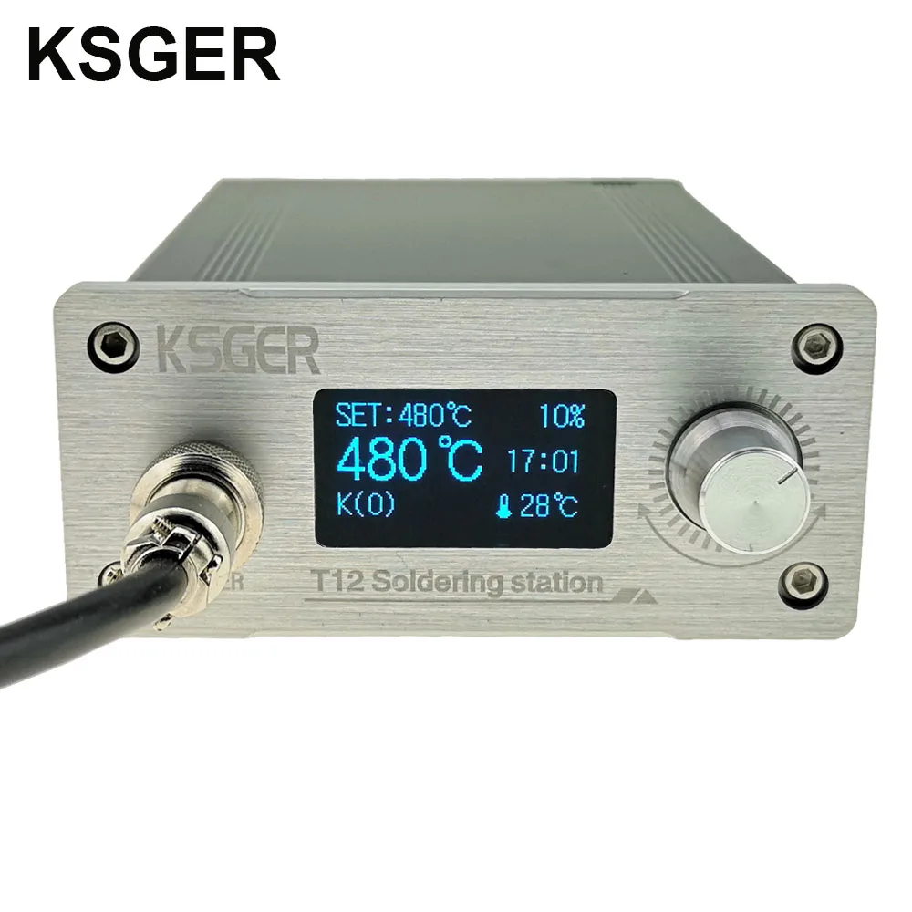 KSGER T12 Soldering Station STM32 V2.1S OLED T12 Iron Tips DIY FX9501 Handle Tools CNC Aluminum Alloy Case Auto-sleep EU Plug