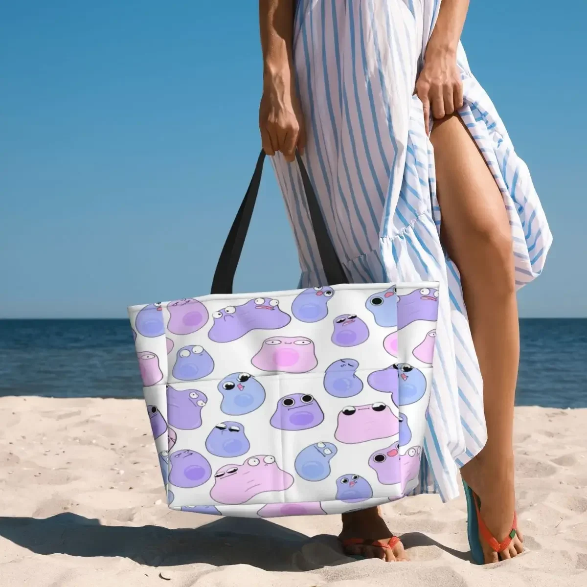 Mosaic Mitosis Beach Travel Bag, Tote Bag Retro Large Capacity Daily Shoulder Bag Multi-Style Pattern