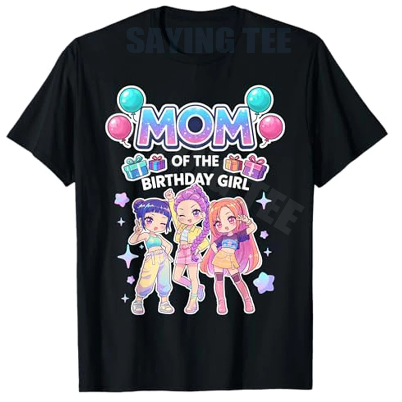 Mom of the Birthday Girl Kpop T-Shirt Women's Cute Graphic Tee