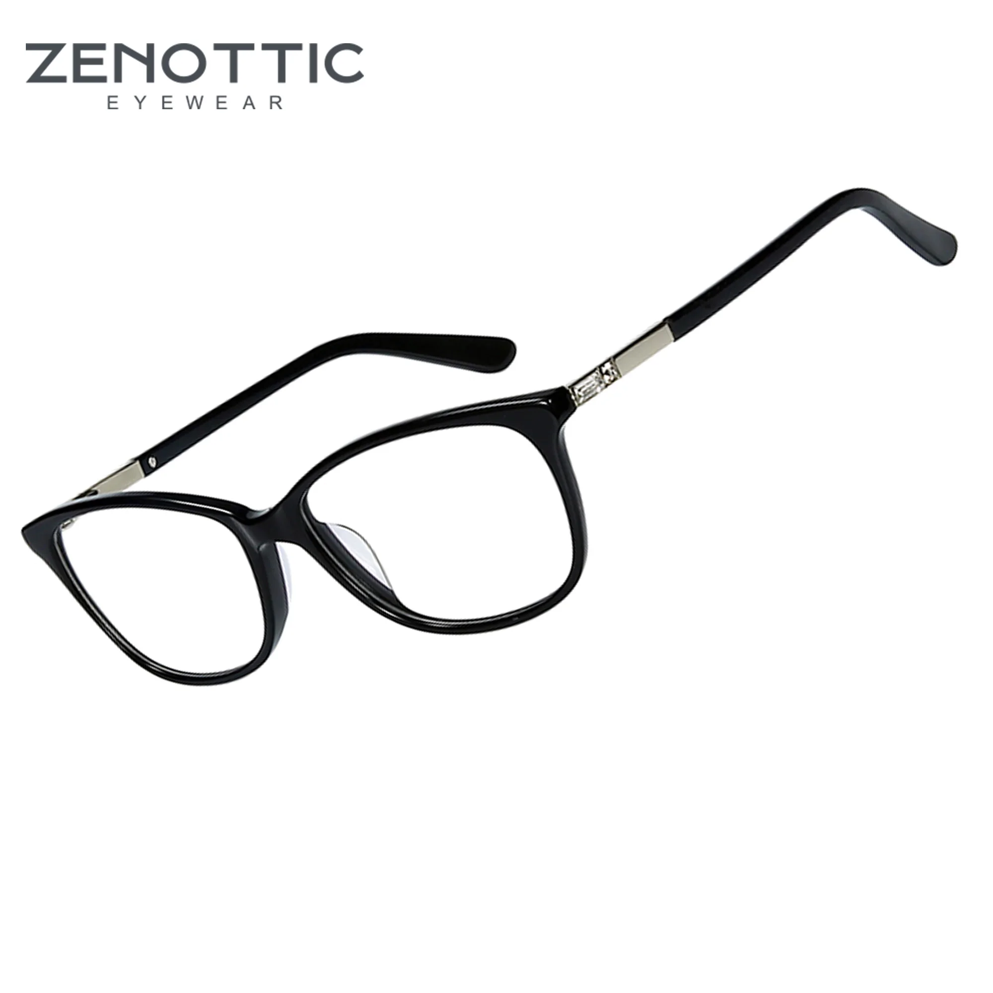 

ZENOTTIC Fashion Black Acetate Glasses for Women Myopia/Prescription Eyeglasses Frames Non-Prescription Eyewear