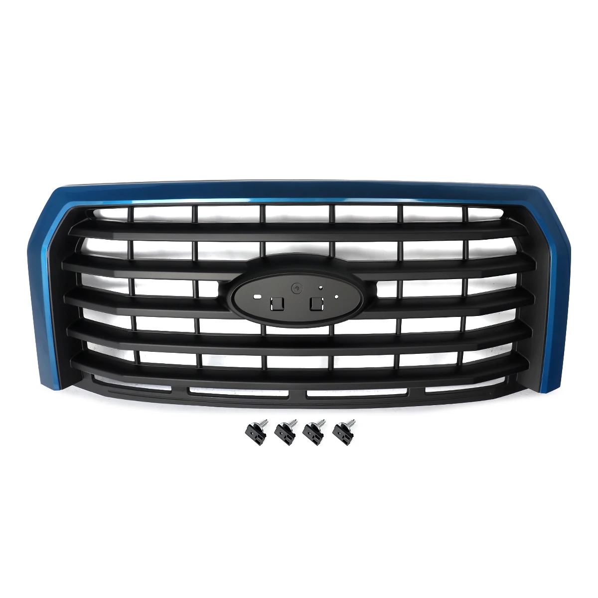 Modified Grill For Ford F150 2015 2016 2017 Front Bumper Grille For F-150 Grille Assembly Anti-insect Net Blue Flame Metallic SZ