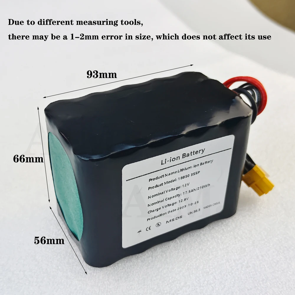 12V 17500mAh UAV Rechargeable Battery for Various RC Airplane Drone Quadrotor XH2.54-4P XT60 3s5p lithium battery pack