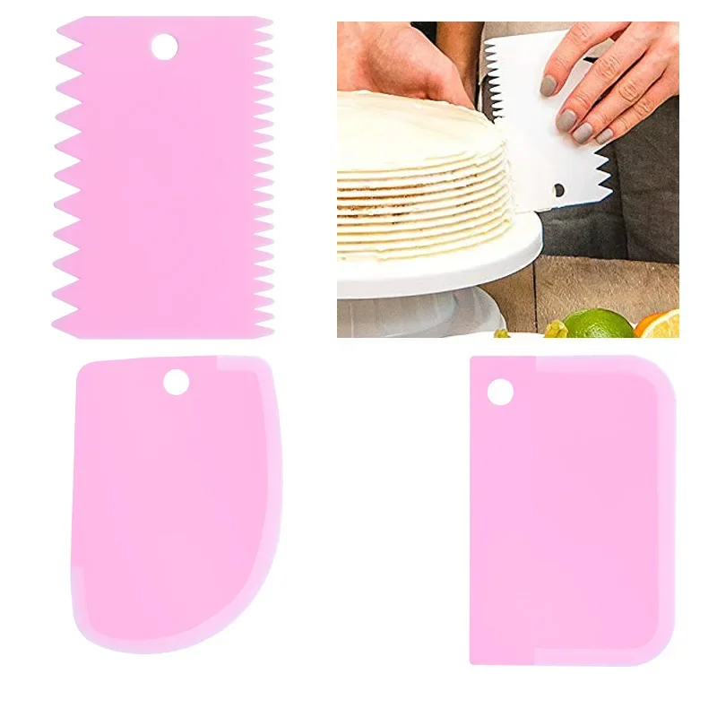 

3PCS/Lot DIY Dough Cake Cutter Slicer Spatula for Cake Cream Scraper Pasty Cutters Scraper Irregular Straight Arc Tooth Edge