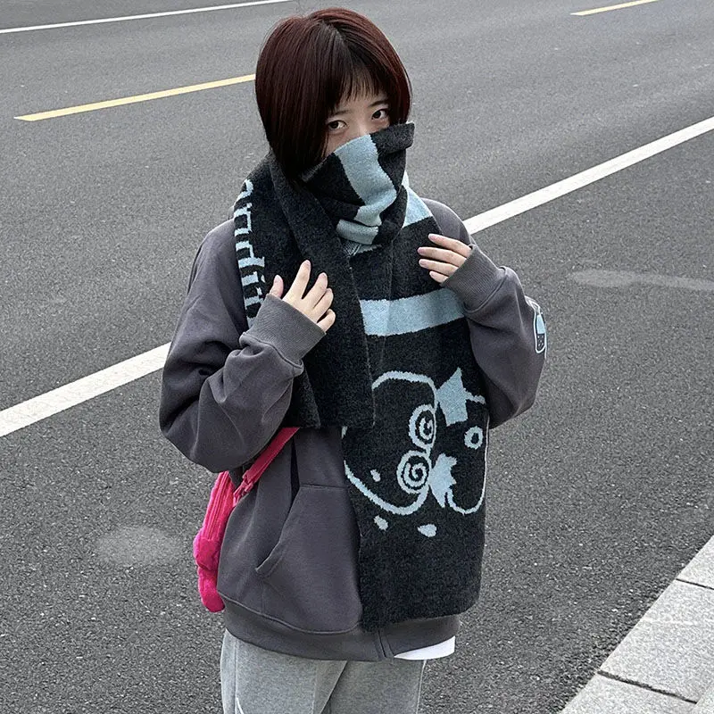 

Onalippa 2025 New Japanese Cute Design Striped Puppy Scarf Subculture Autumn Winter Ins Style Versatile Furry Very Big Soft