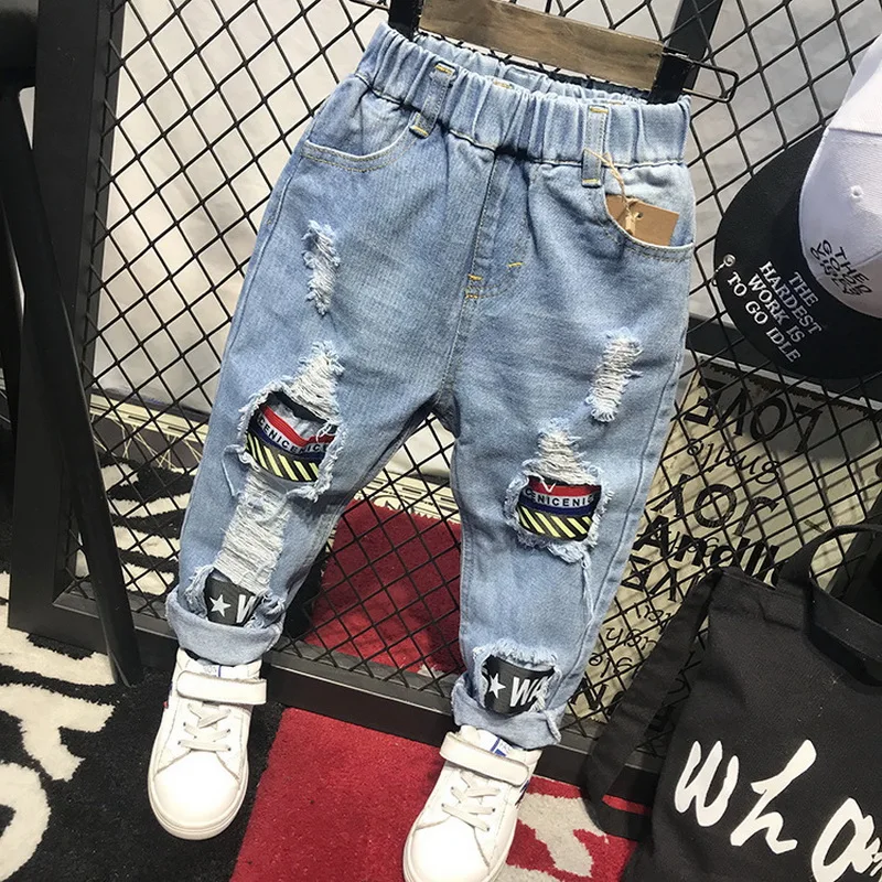 New arrival Children Broken Hole Pants Trousers Baby Boys Jeans Fashion Autumn 2-6Year Kids Trousers Children Clothing C12019