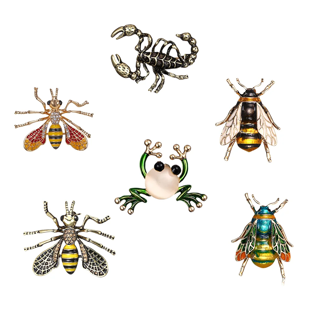 

6 Pcs Vintage Decor Insect Bee Brooch Retro Shaped Glitter Collar Alloy (iron) Style