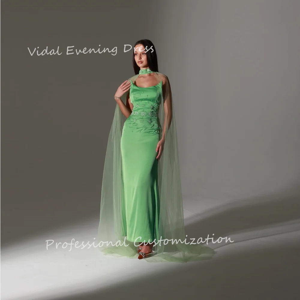 

Vindal Evening dresses Crepe Sleeveless Halter Mermaid Appliques Comfortable Ankle-Length Modern-style High-Quality For Woman