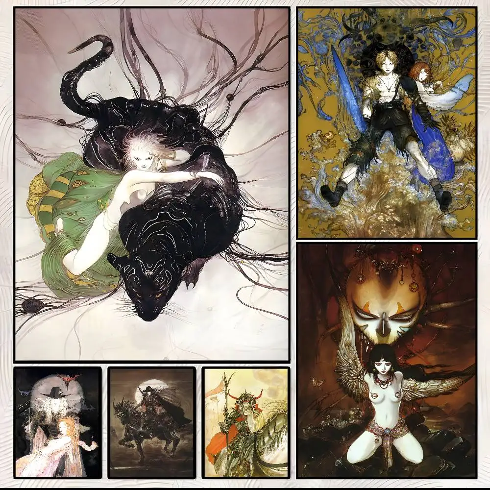 Yoshitaka Amano F-Final Fantasy Game Anime-Poster, Kunst mit Drucken, Zuhause, Schlafzimmer, Wohnzimmer, Dekoration, Geschenk