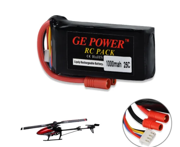 

GE Power Rc Lipo Battery 11.1V 1000mAh 25C 3S Lipo Battery With 3.5MM Banner Connect for Walkera Master CP HM-Master CP-Z-27