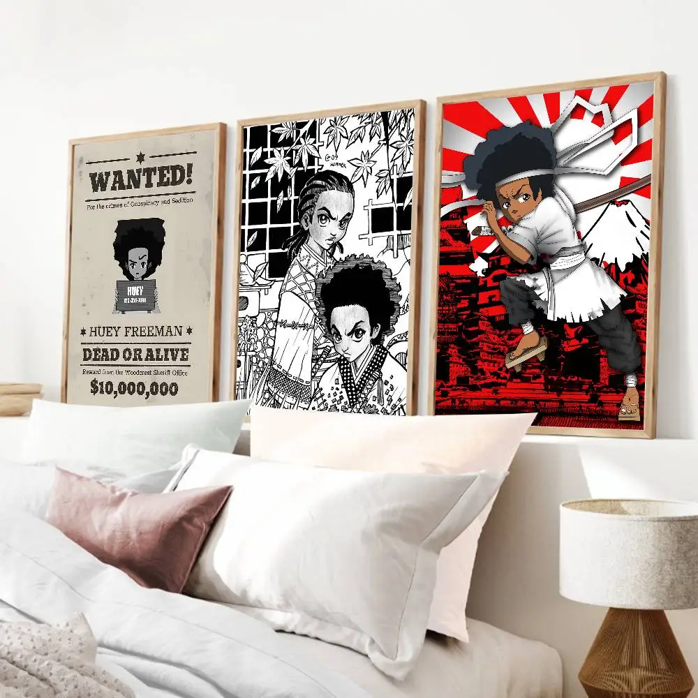 Anime T-The Boondocks  Poster Self-adhesive Art Waterproof Paper Sticker Coffee House Bar Room Wall Decor