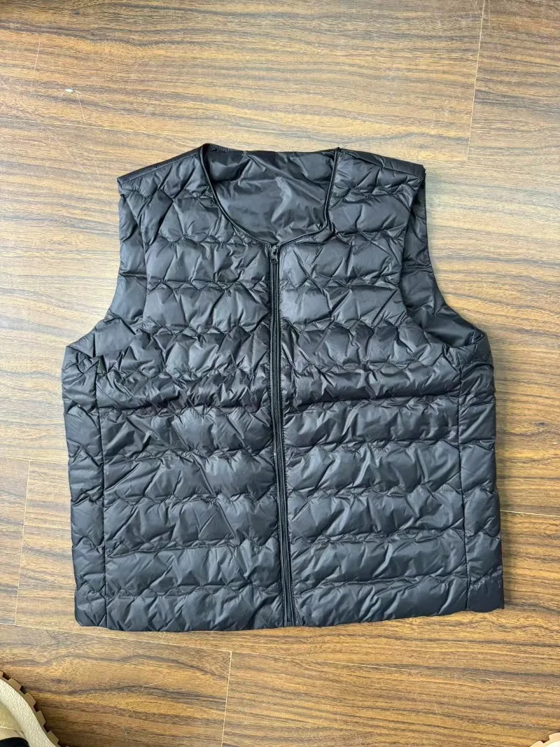 2025 Herfst Winter Nieuwe Dames Lichtgewicht Witte Eend Fleece Vest Slim-fit Warm Elegant Woon-werkverkeer All-match Damesblouse