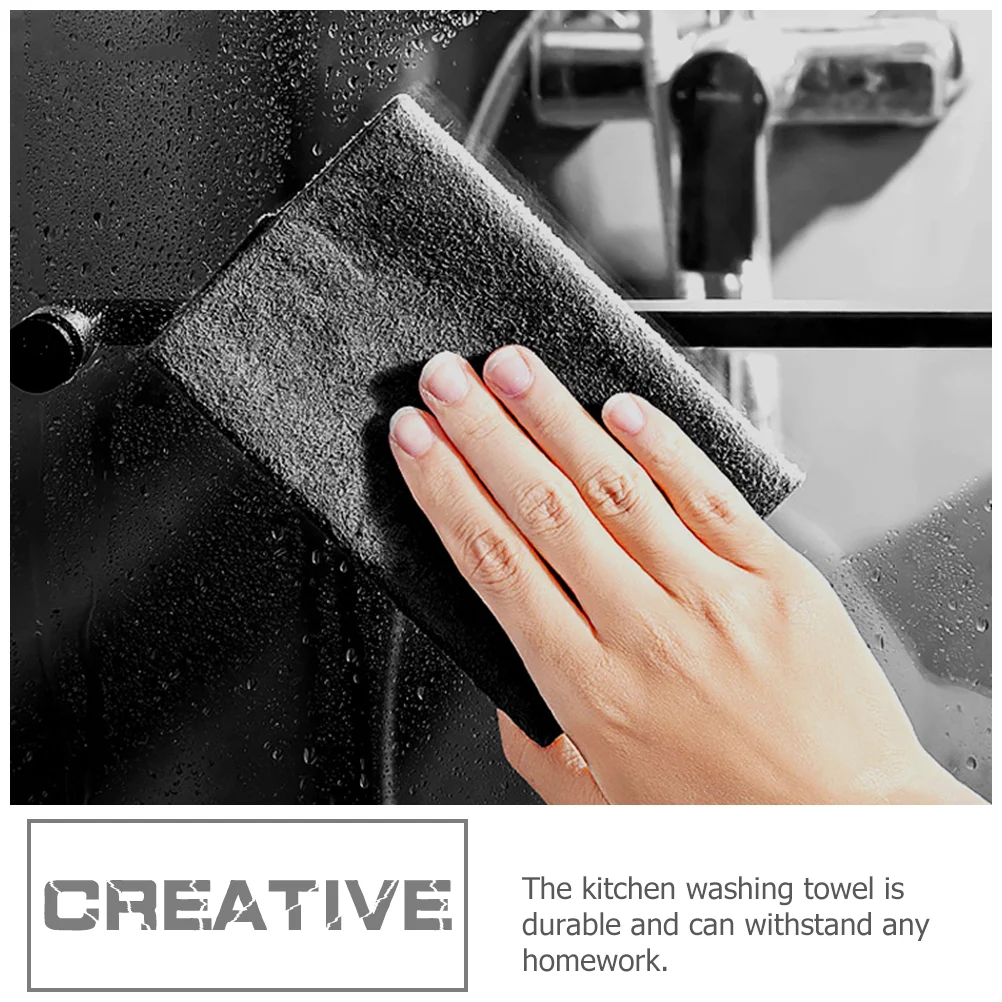 Microfiber Dish Microfiber Dish Towels Rag Cutlery Washing Cloths Cleaning Rags Kitchen 30X30X0.1CM Black Non-woven Fabric