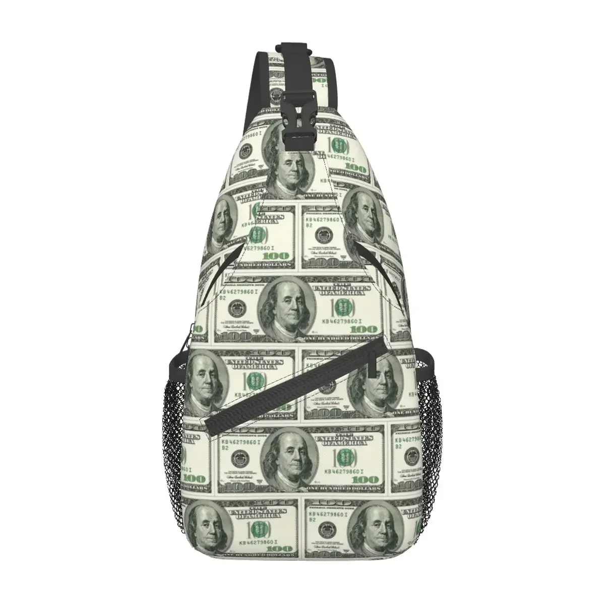 Franklin 100 Dollar Bill Crossbody Sling Bags Small Chest Money Pattern USA Shoulder Backpack Daypack for Biking Bag