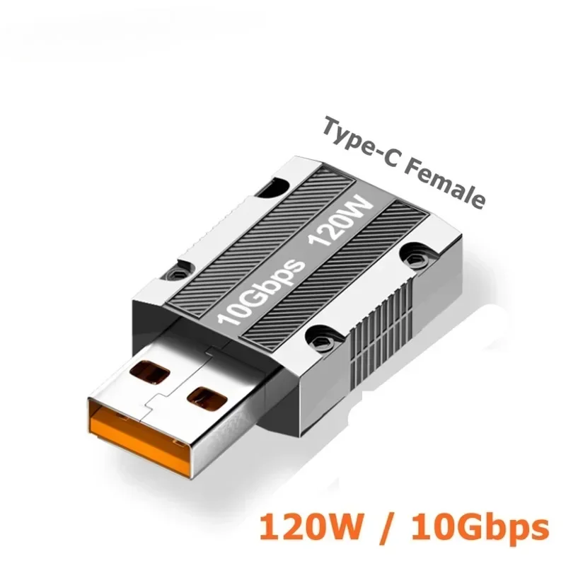 USB A to USB Type C Adapter Male USB 3.2 to Female Type C 120W Super Fast Charging 10Gbps High-speed Transmission for PC Tablet