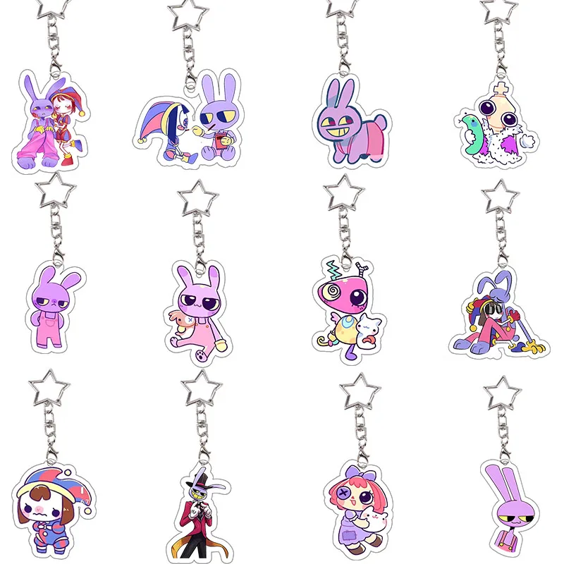Kawaii Pomni Jax Studenten-Acryl-Schlüsselanhänger Caine Gangle Taschenanhänger Dekoration Anime Cartoon Accessoires Schlüsselring Geburtstagsgeschenk