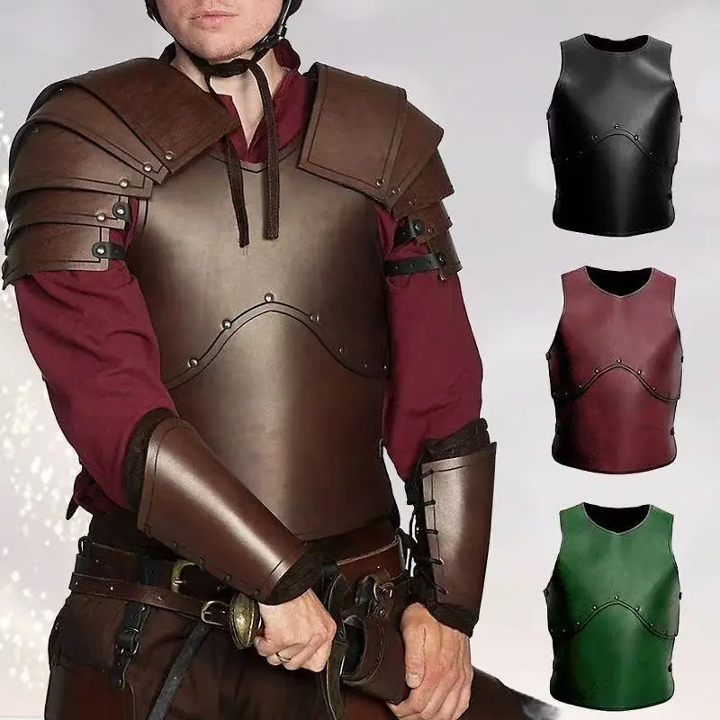 

Medieval Retro Steampunk Viking Warrior Gladiator Breastplate Battle Suit Pu Leather Vest Cosplay Costume Accessories Props 2025