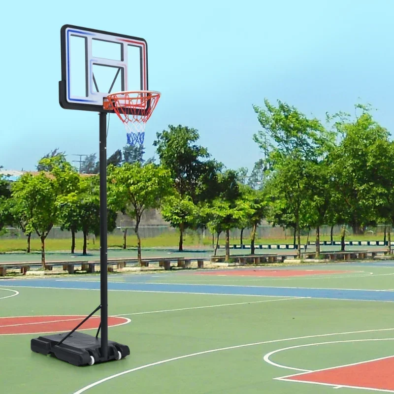 Portable Basketball Rack Height Adjustable Contains LED Basketball Rack Lights Super Bright for Outdoor Play At Night[US Stock]