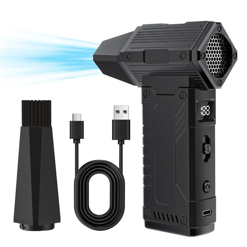 B98A-LED Display Electric Air Duster, Compressed Air Duster With 130, 000RPM Turbo Blower And Light For PC, Car For Keyboard Hom