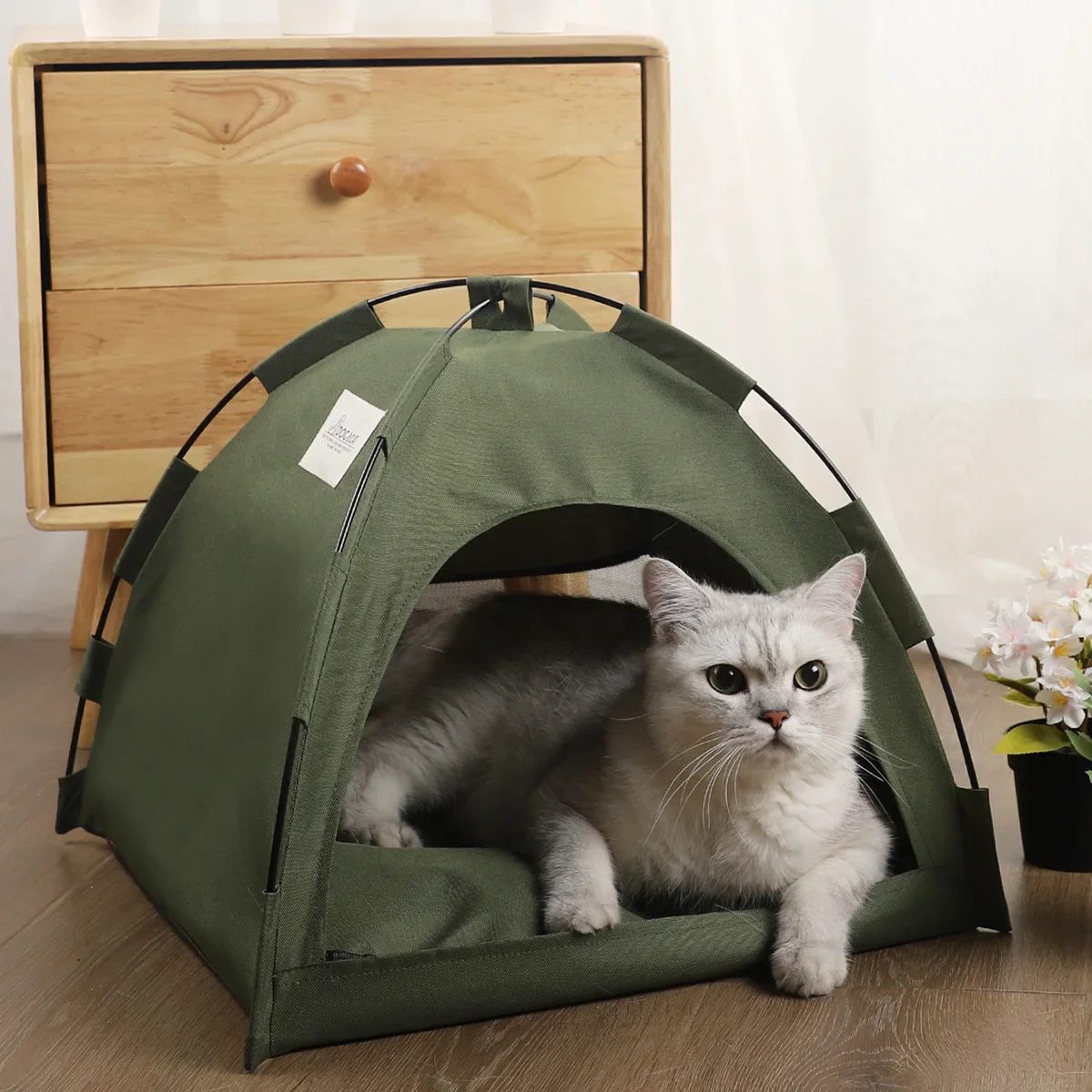 

Outdoor pet kennel tent breathable foldable solid color simple pet cage