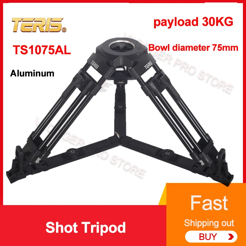 Teris Shot Tripod & Hi-hat & Adapter TS1075AL Load 30kg 75mm Aluminium Alloy Shot Tripod