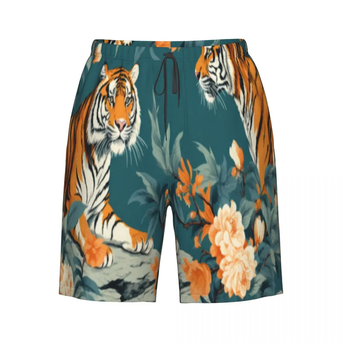 

Tiger Resting Amidst Tropical Foliage Beach Board Shorts Swimming Swimsuits Surfing Shorts Swimwear Shorts