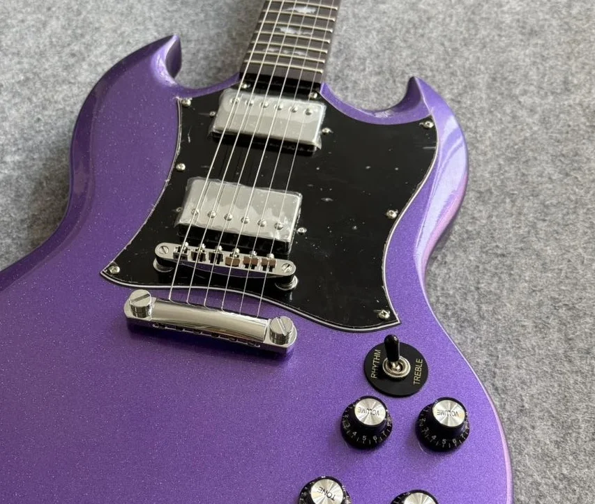 شحن مجاني جيتار كهربائي أحمر SG لوحة أصابع من خشب الورد 6 أوتار 22 أجهزة من الكروم