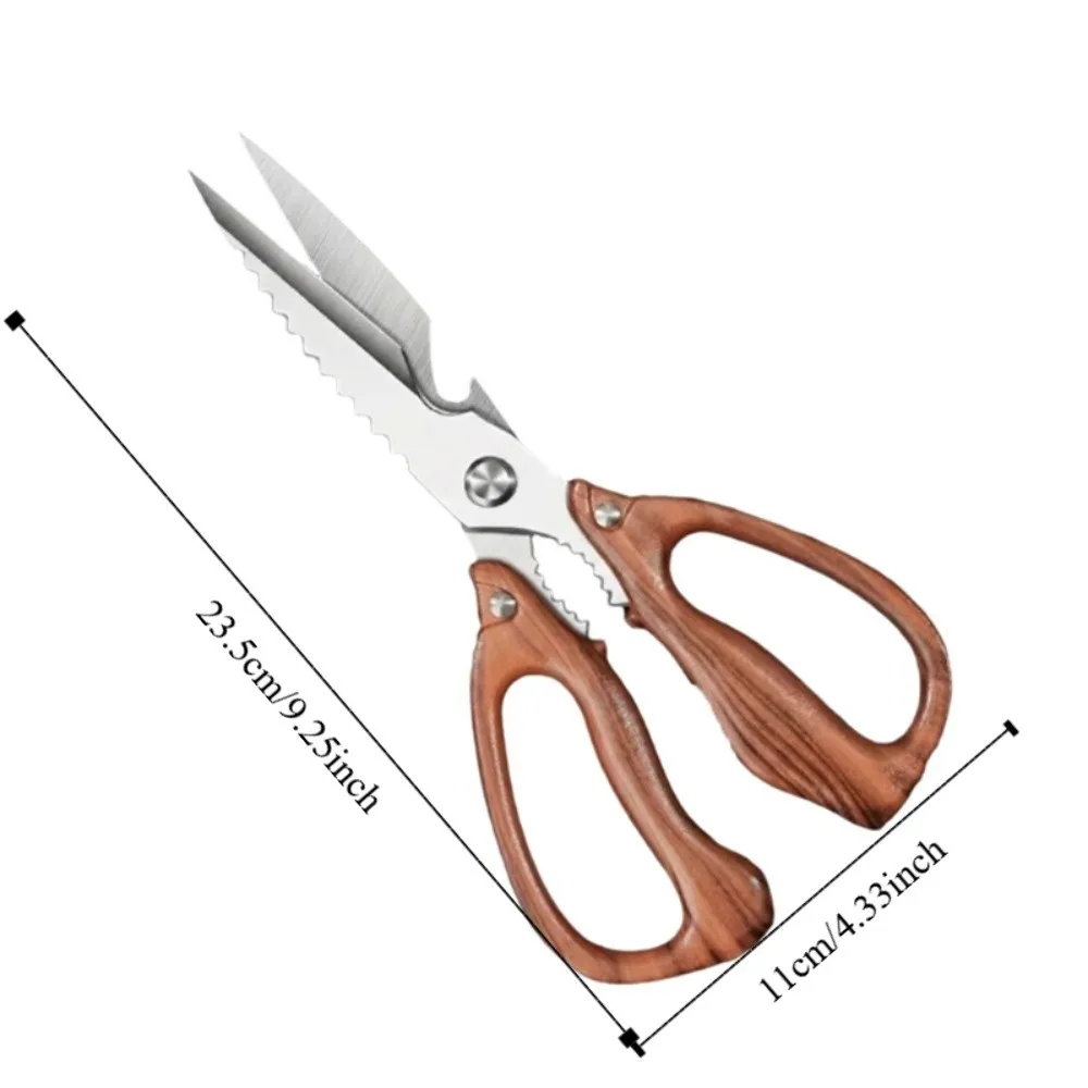 Heavy Duty Imitation Wood Handle Kitchen Shear Stainless Steel Rustproof Chicken Bone Scissor Sharp Hard Kitchen Scissor