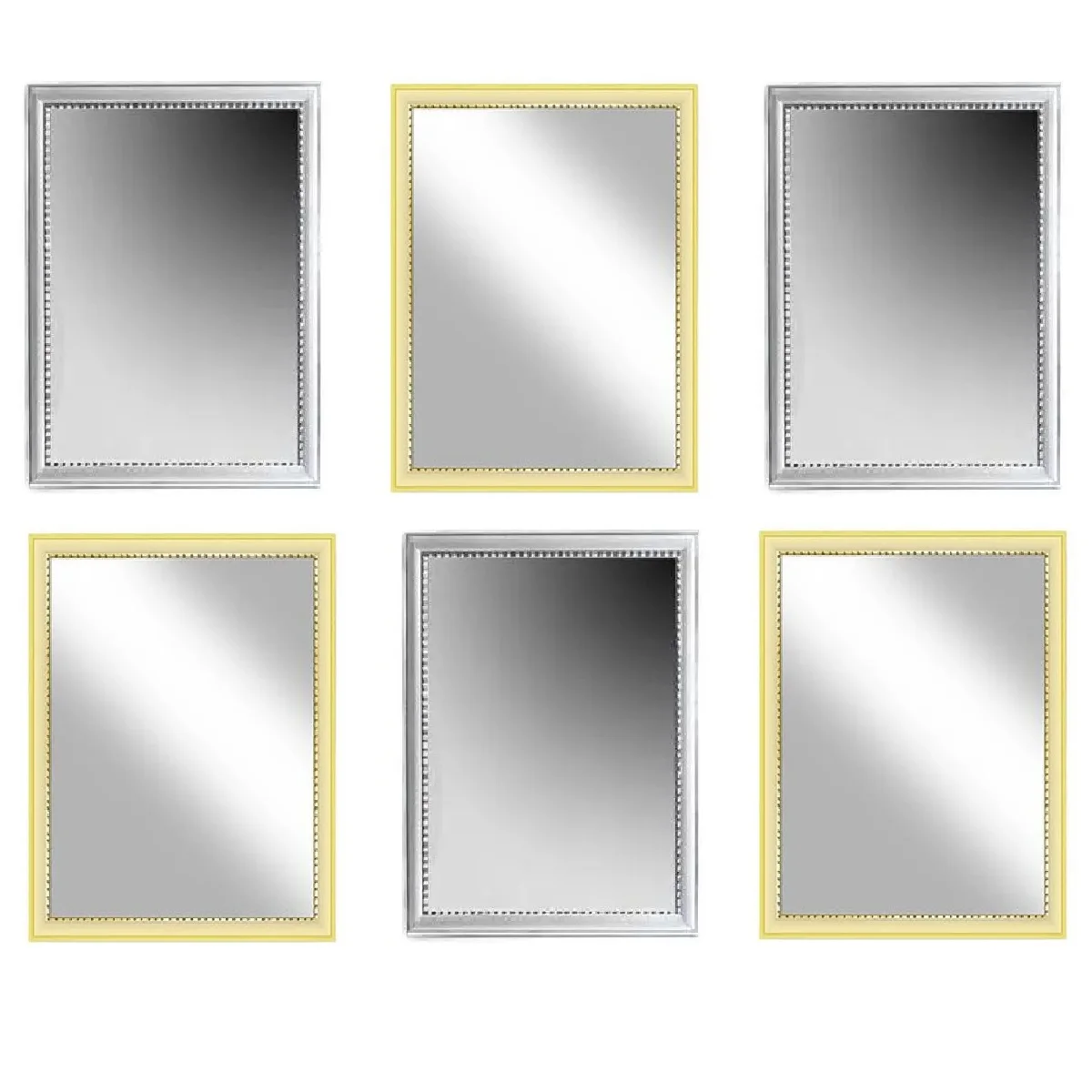 6 Rectangular Wall Mirrors with Plastic Frame