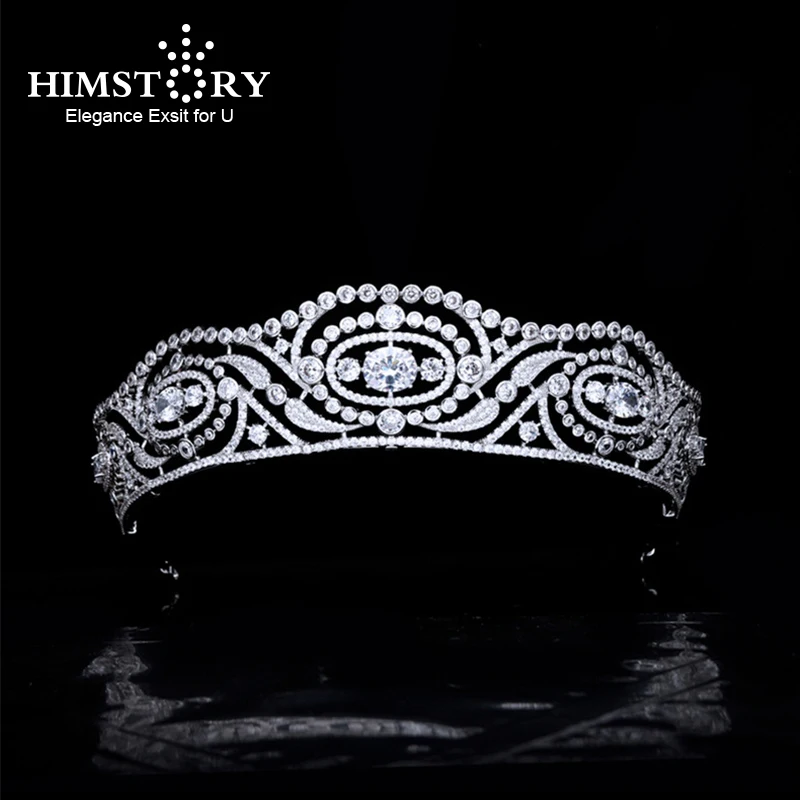 

Himstory Retro Spanish Royal Princess Tiaras Cubic Zirconia Diadema Bridal Wedding Birthday PArty Headpieces Accessories