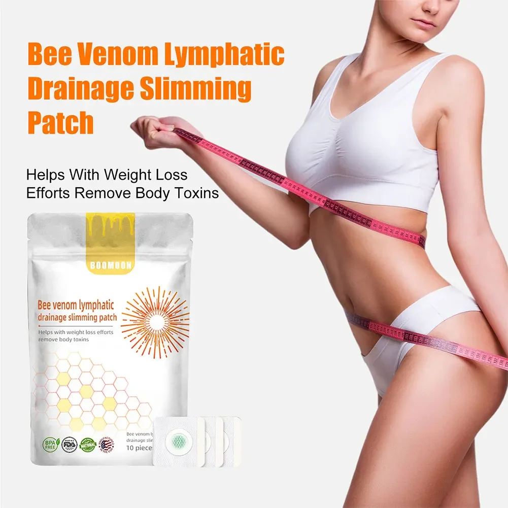 7/10Pcs Fat Burning Anti-Swelling Slimming Patch Lymphatic Detoxification Detox Abdominal Bee Venom Patches for Body Care Beauty