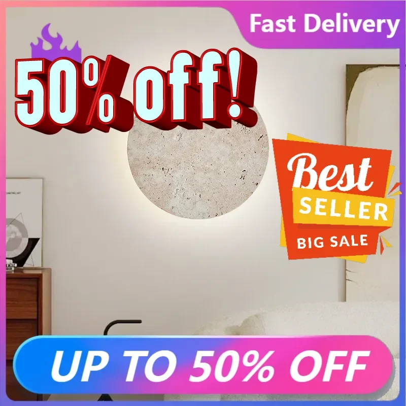 

Каменный настенный светильник, круглая прикроватная тумбочка для столовой, атмосфера, художественный декор, бра, светильник 3000K, дропшиппинг 23/30 см