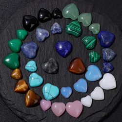 Natural Stone Cabochon Heart Shape Semi-precious Rose Quartzs Tiger Eye Jade Cameo For Jewelry Making Ring Earrings Bracelet DIY