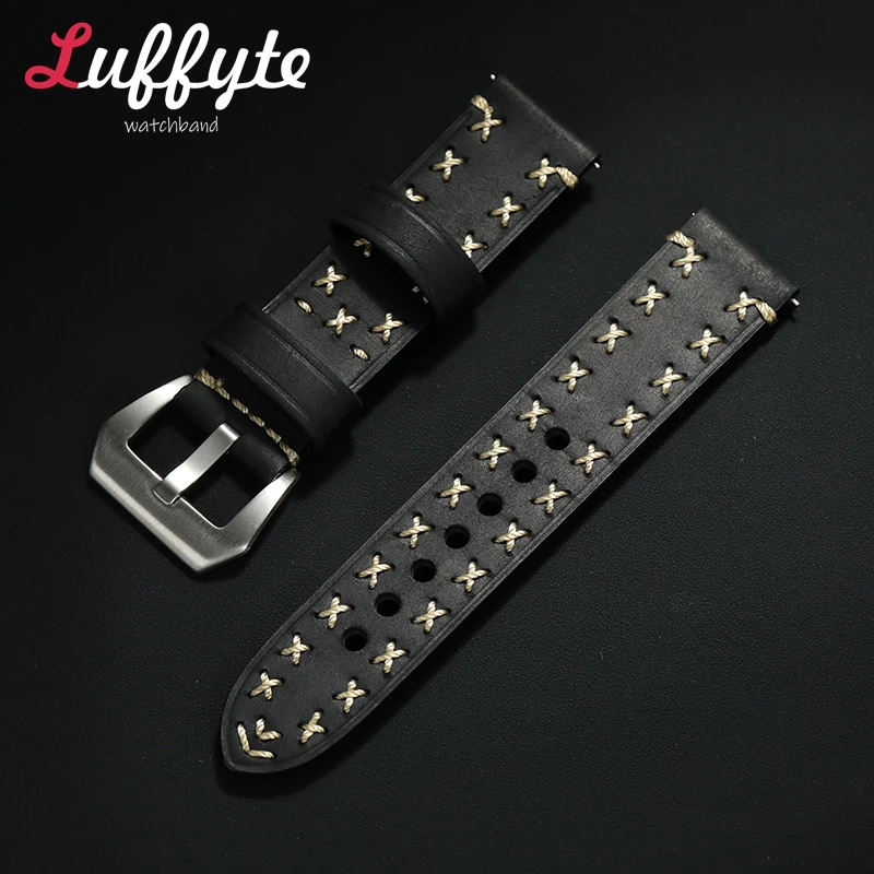 

Quick Release Thick Leather Watch Band 20mm 22mm 24mm Universal Bracelet Men Women Stainless Steel Buckle Smartwatch Strap