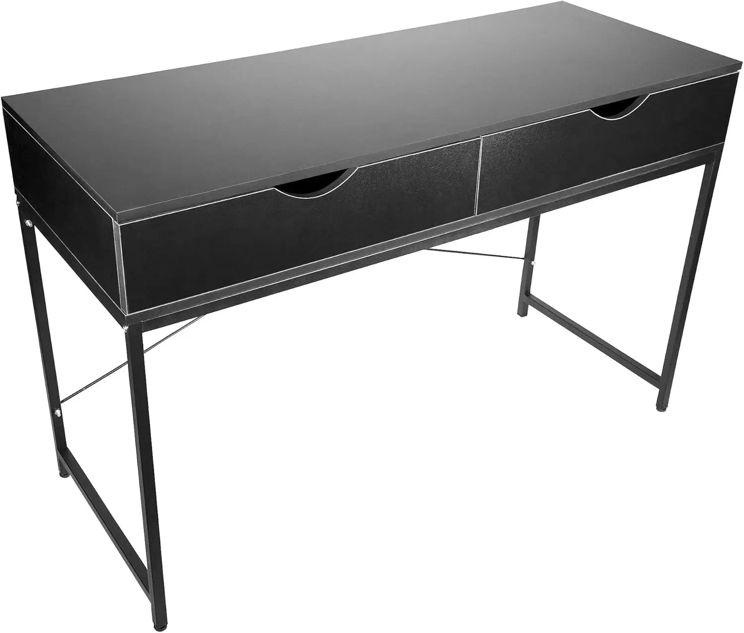 

Contemporary Black Computer Desk with Storage Drawers, 47.5 Inch Width Home Office Workstation Furniture